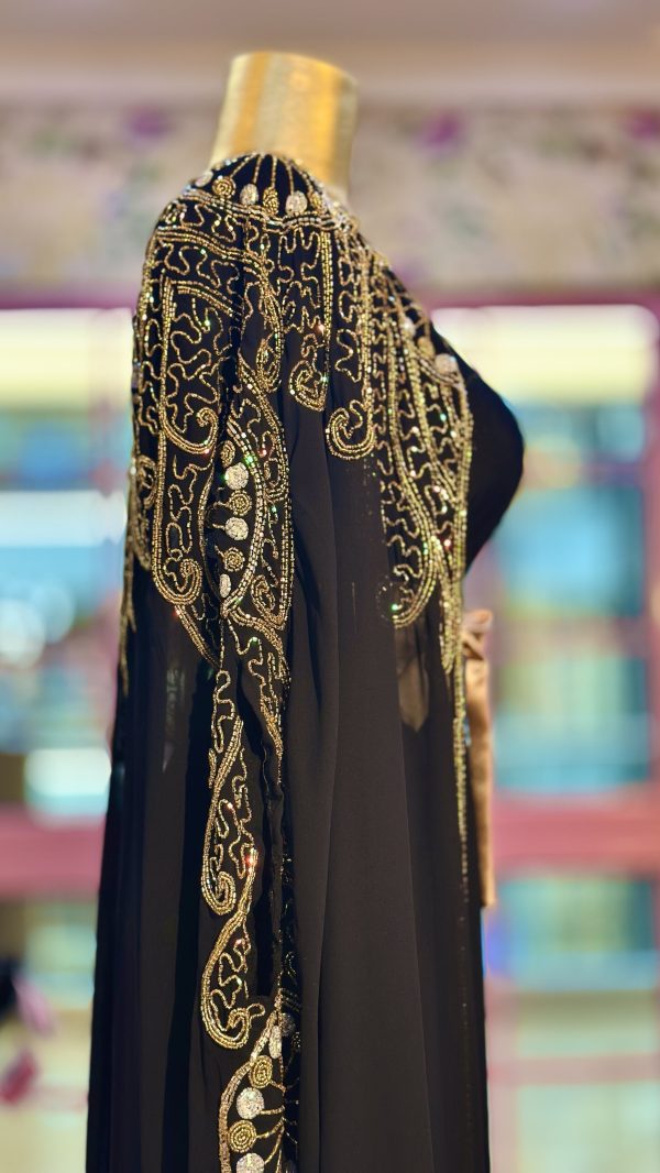 عباي شك خرز باللون الاسود - Image 3