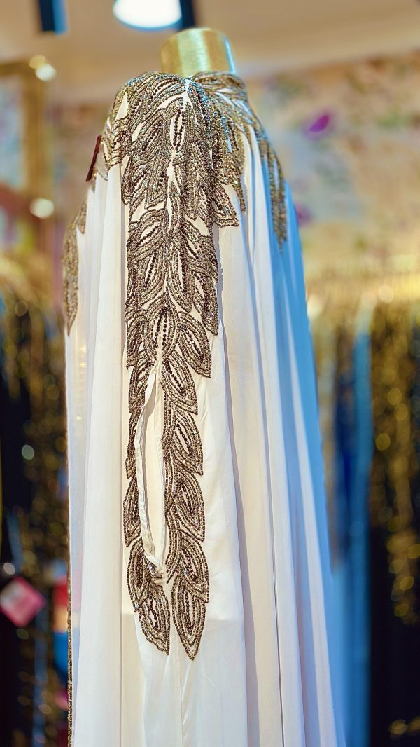عباي شك خرز يدوي ابيض - Image 3