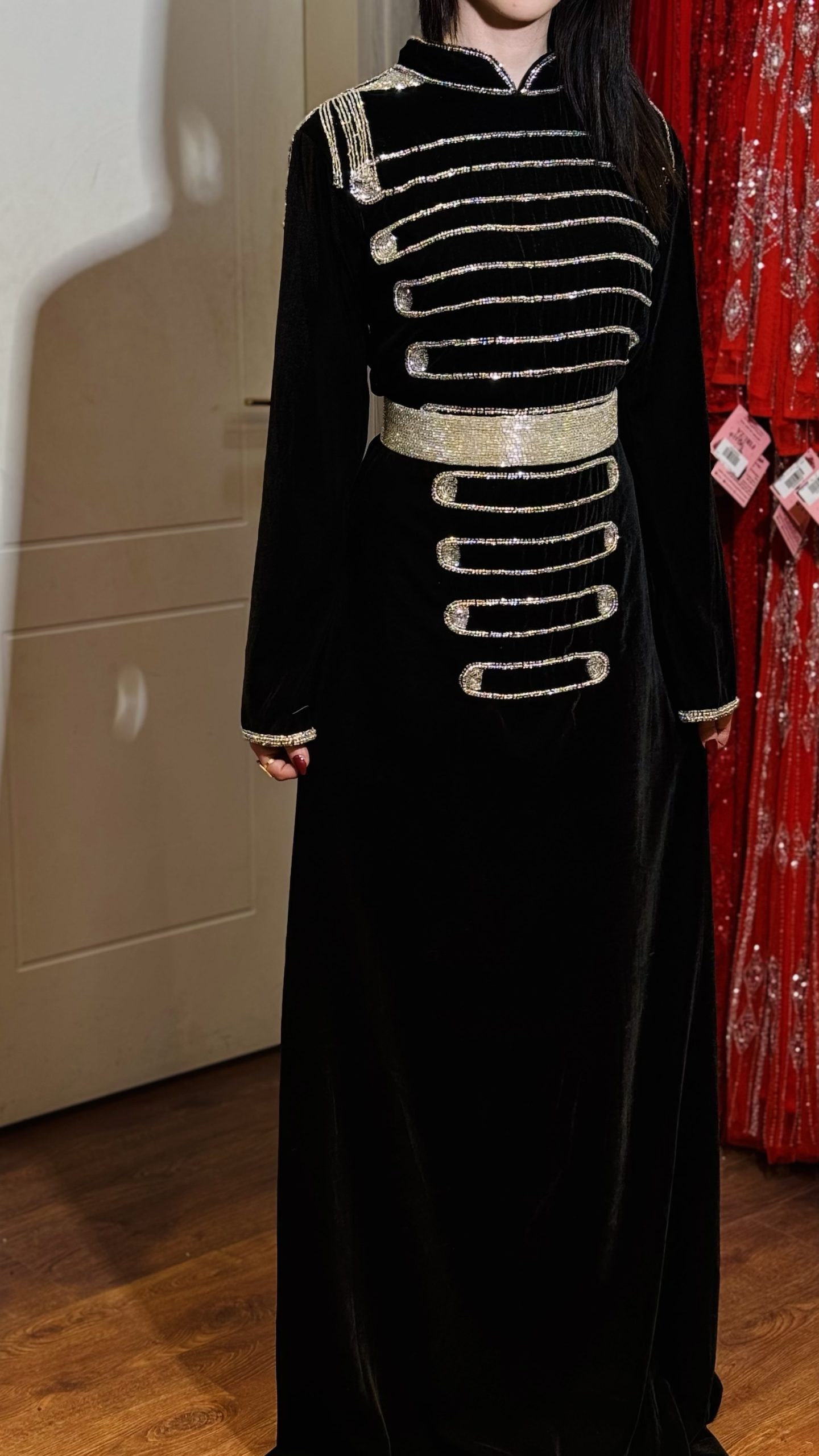 فستان مخمل شك خرز - Image 6