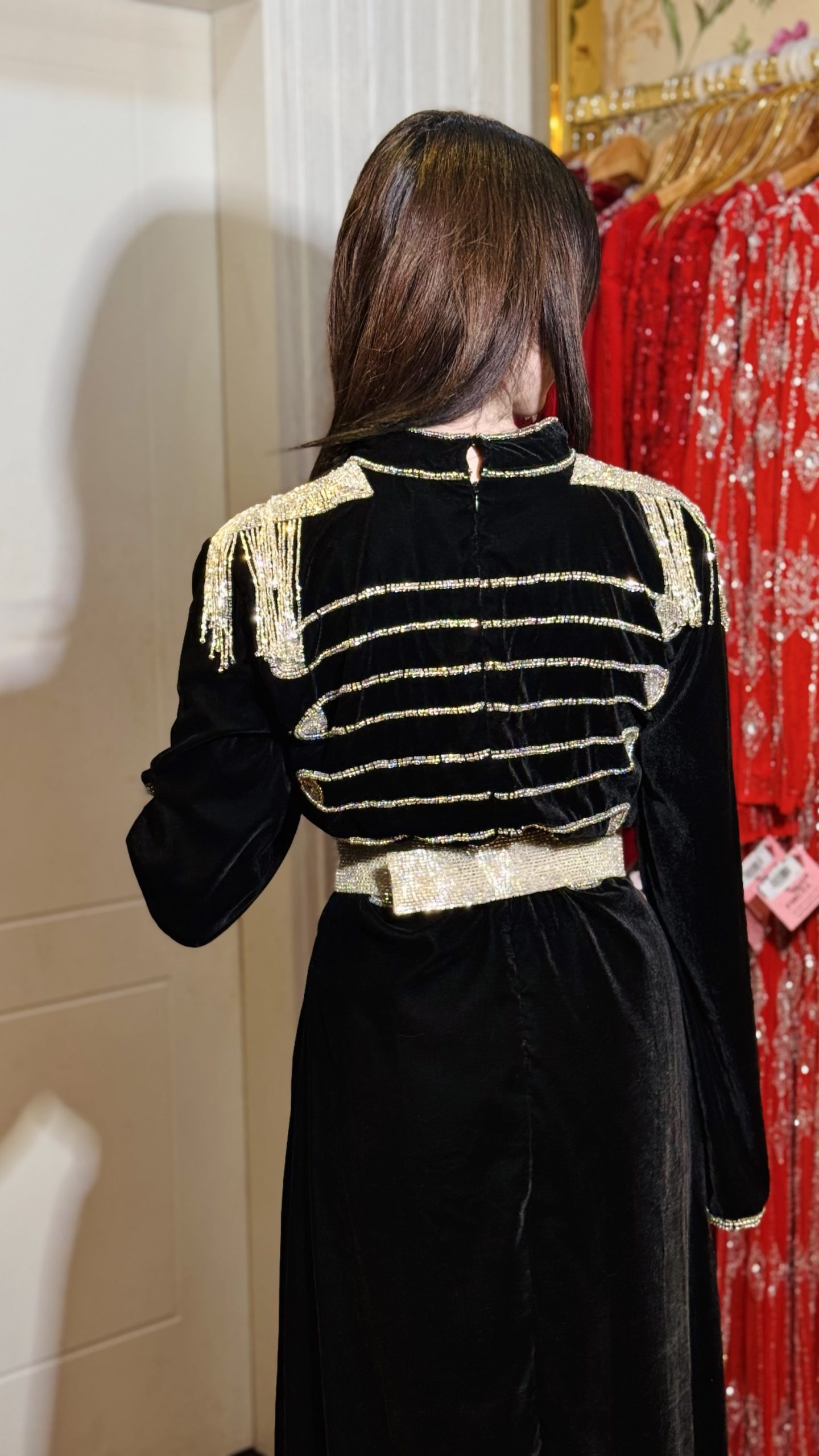 فستان مخمل شك خرز - Image 4