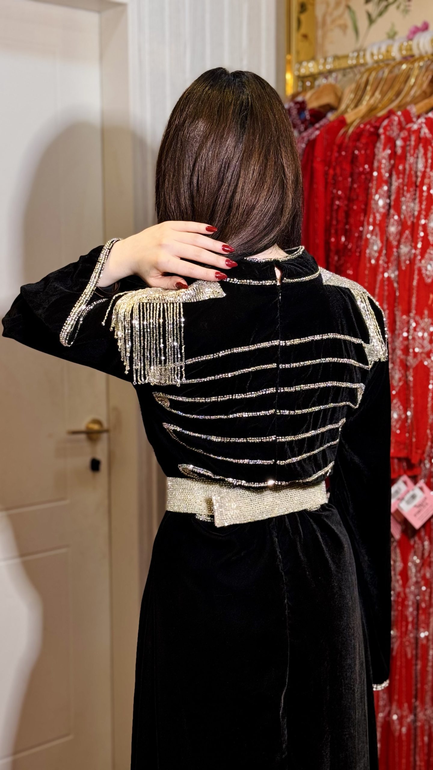 فستان مخمل شك خرز - Image 3