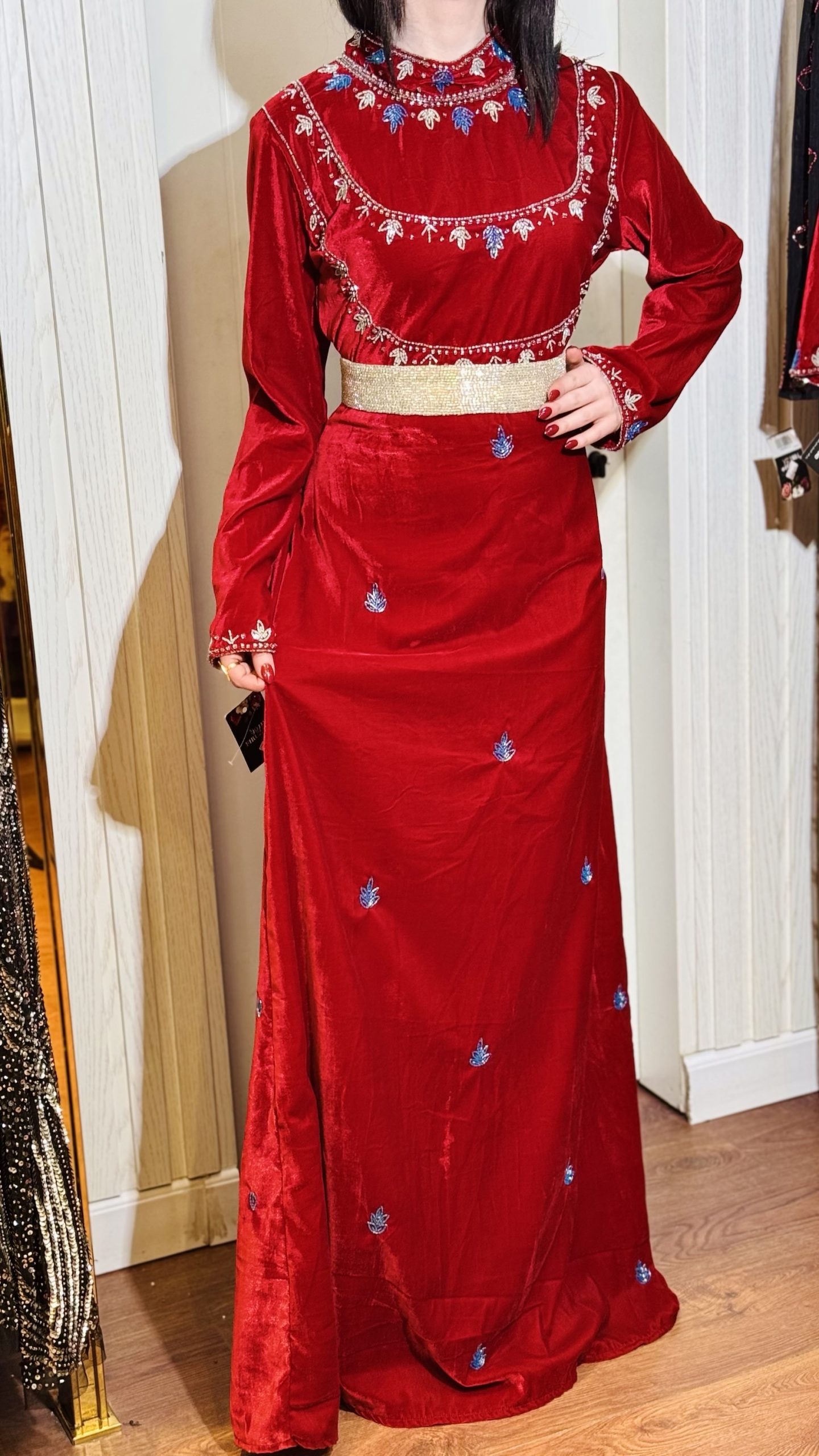 فستان مخمل بارد شك خرز