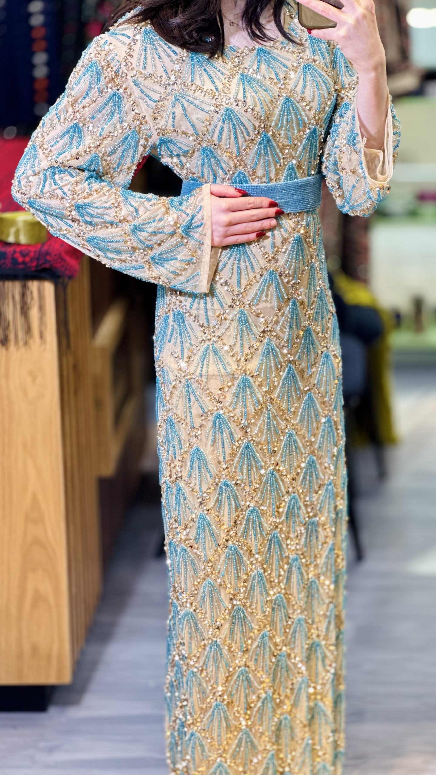 فستان شك خرز يدوي بالكامل - Image 6