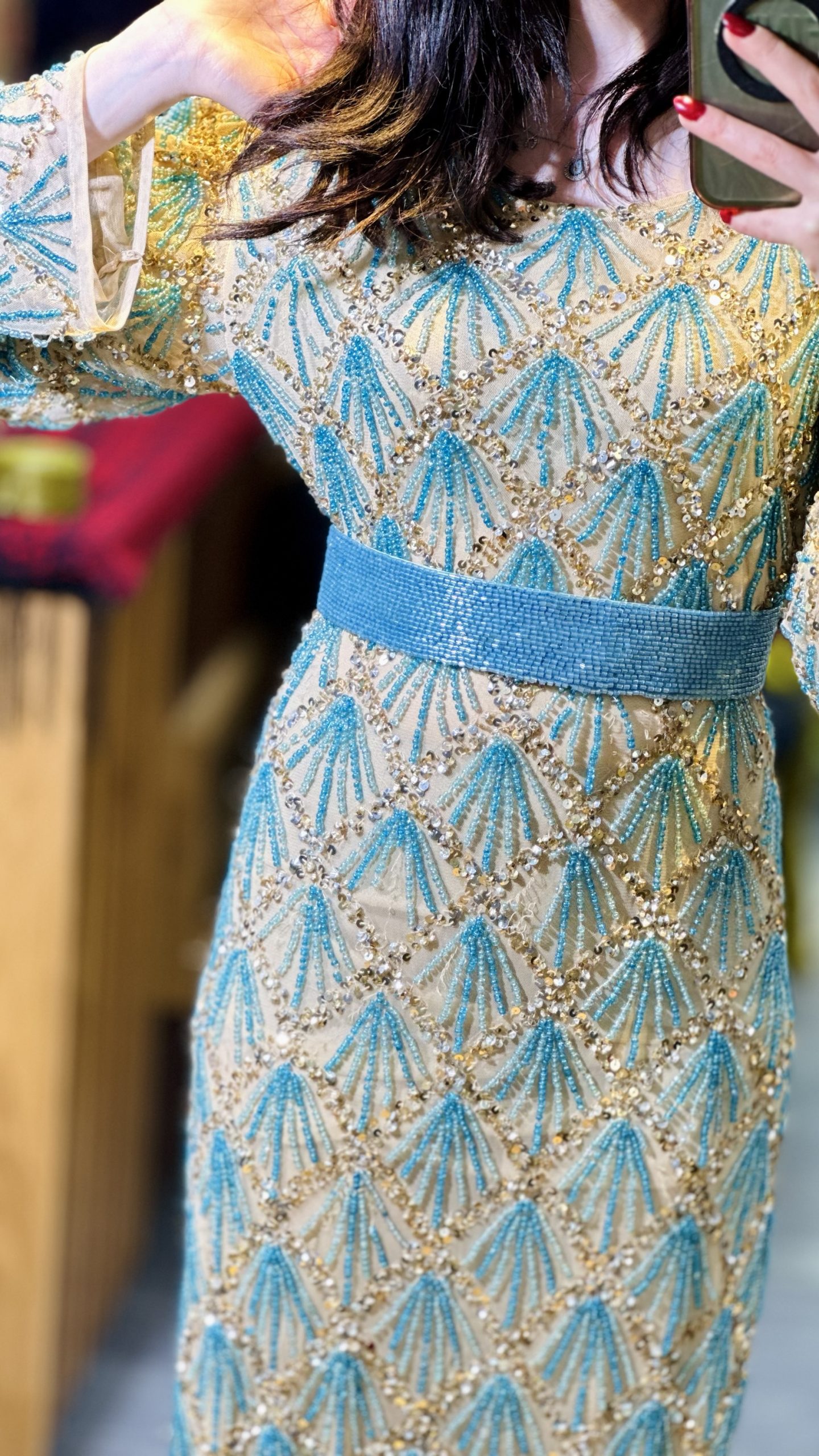 فستان شك خرز يدوي بالكامل - Image 4