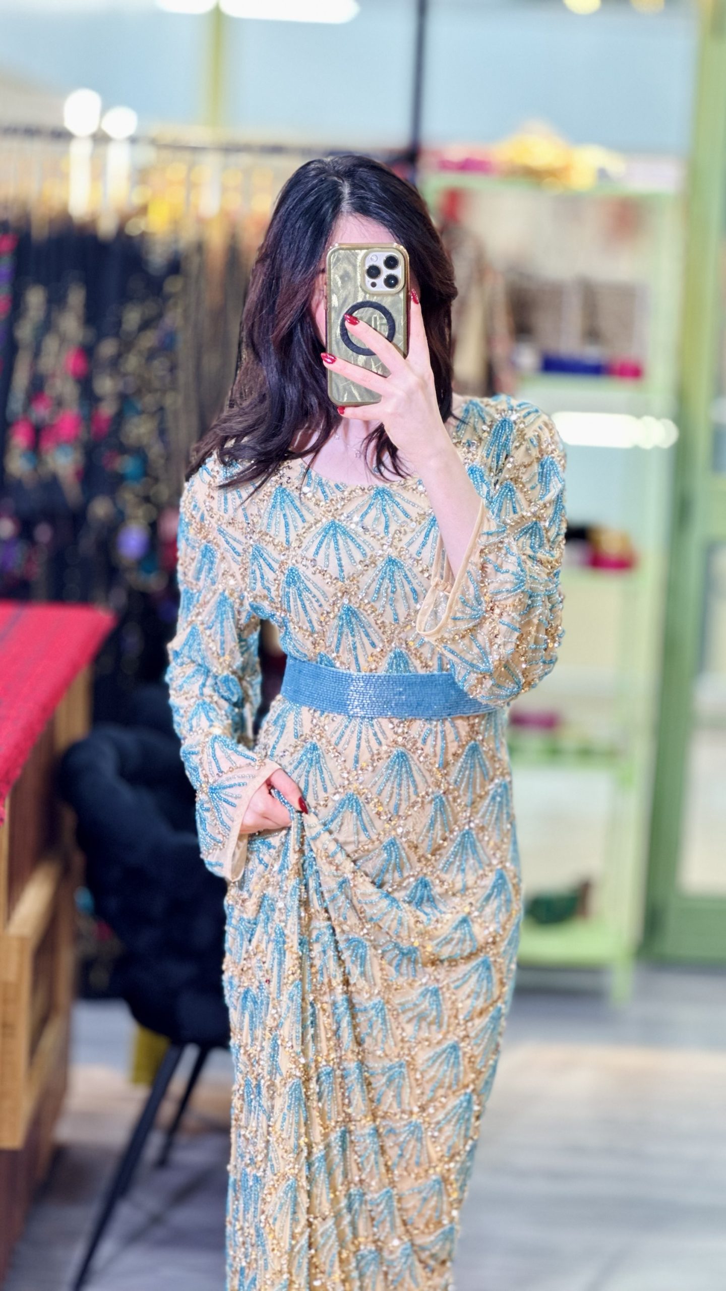 فستان شك خرز يدوي بالكامل - Image 3