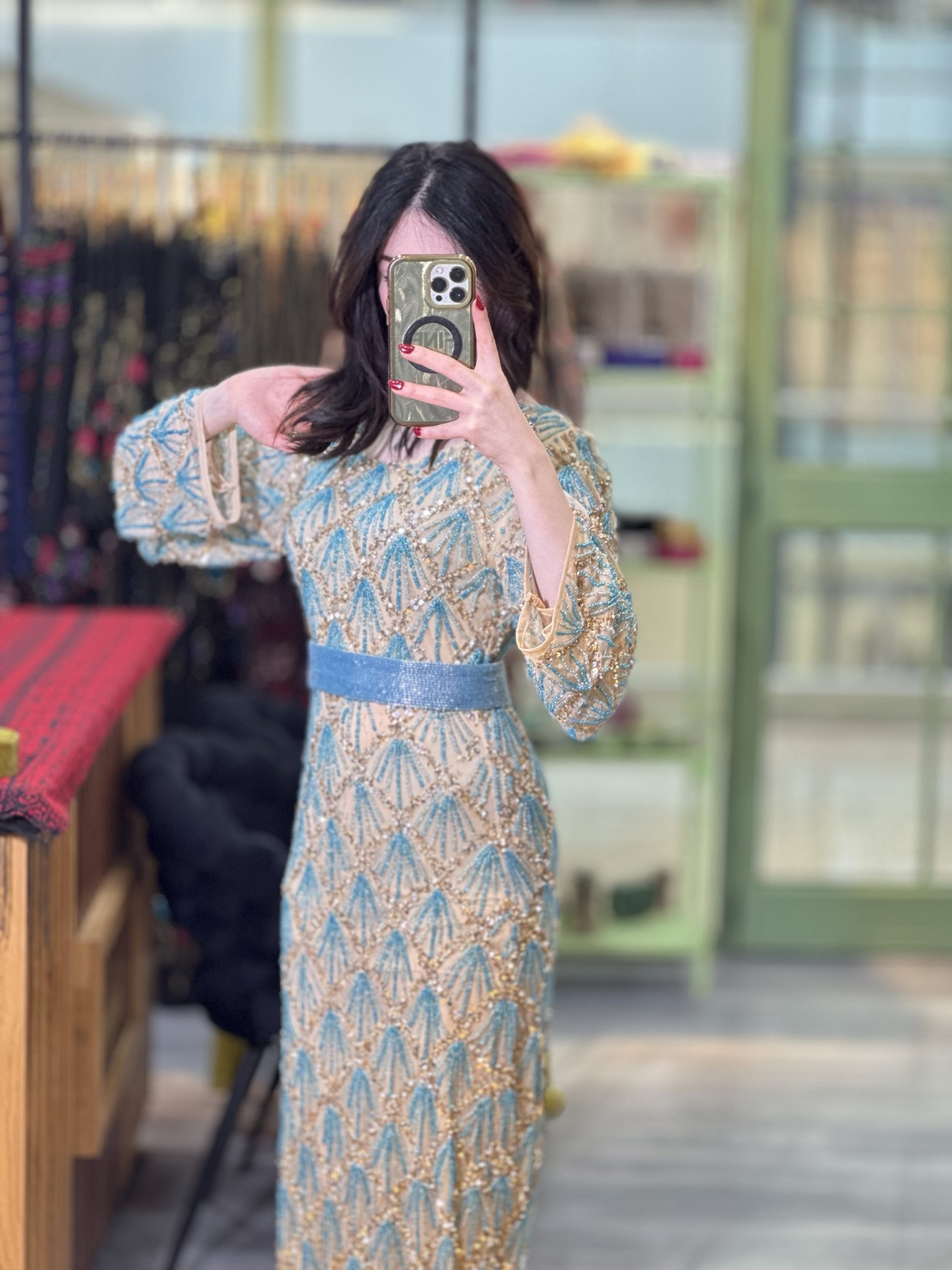 فستان شك خرز يدوي بالكامل - Image 5